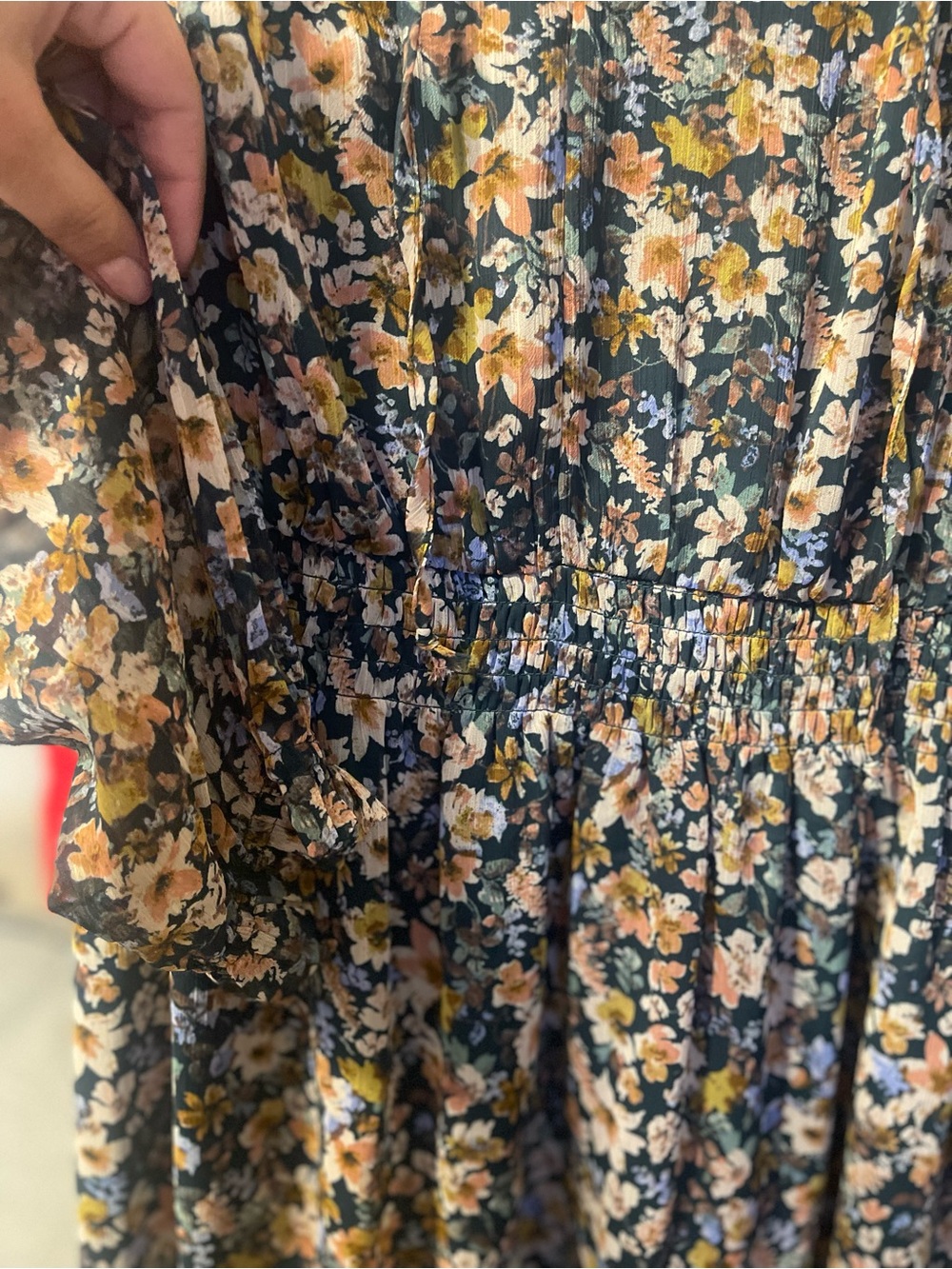Socialite Green Floral Long Sleeve Smocked Mini Dress - Picture 3 of 5